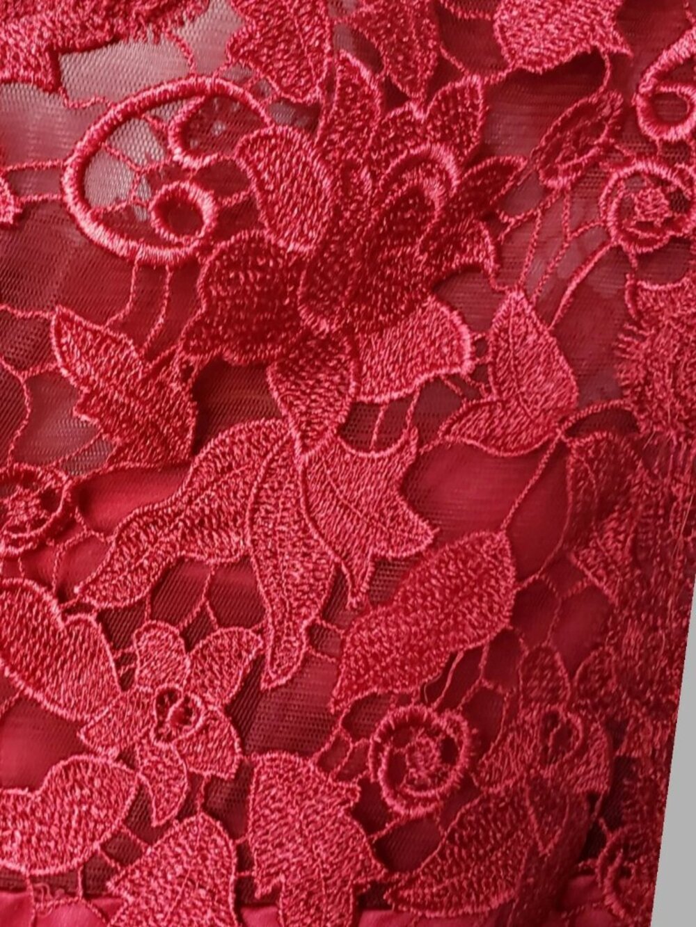 Juwan Women’s Floral Lace Satin Fit & Flare Cocktail Party Dress Red Large - Picture 11 of 12